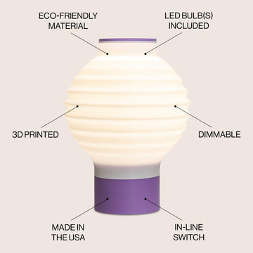 Asian Lantern Vintage Traditional Plant-Based PLA 3D Printed Dimmable LED Table Lamp - JONATHAN Y